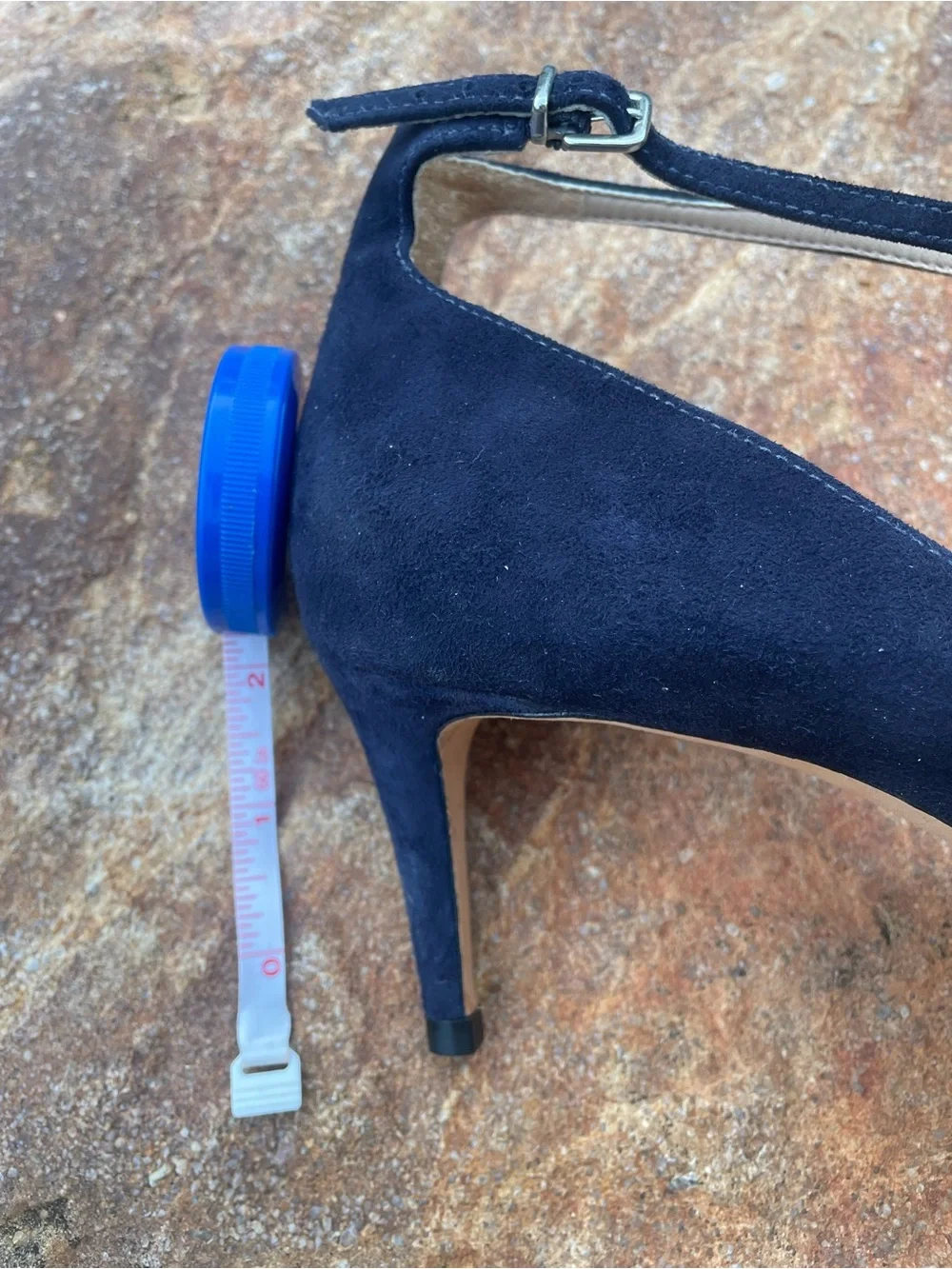 ANTONIO MELANI Navy Suede Pointed Ankle-Strap Heels